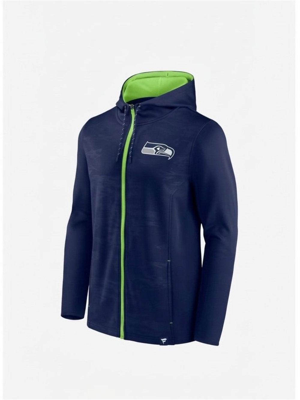 Men's Seattle Seahawks Ball Carrier Full-Zip Hoodie Navy, Neon Green M